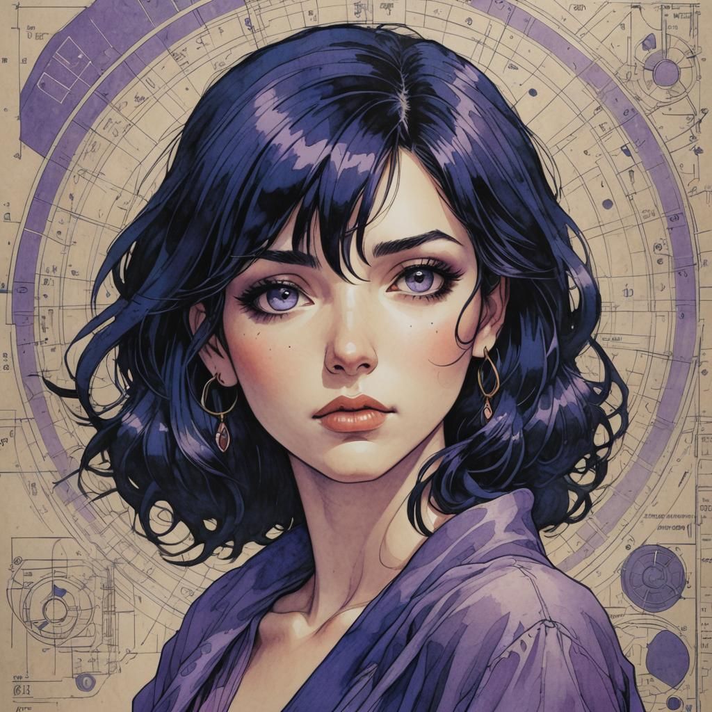 Sorrowful Face in Technical Concept Art Style