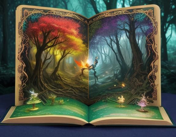 Magical Forest Pop-Up Book: Hyperrealistic Concept Art