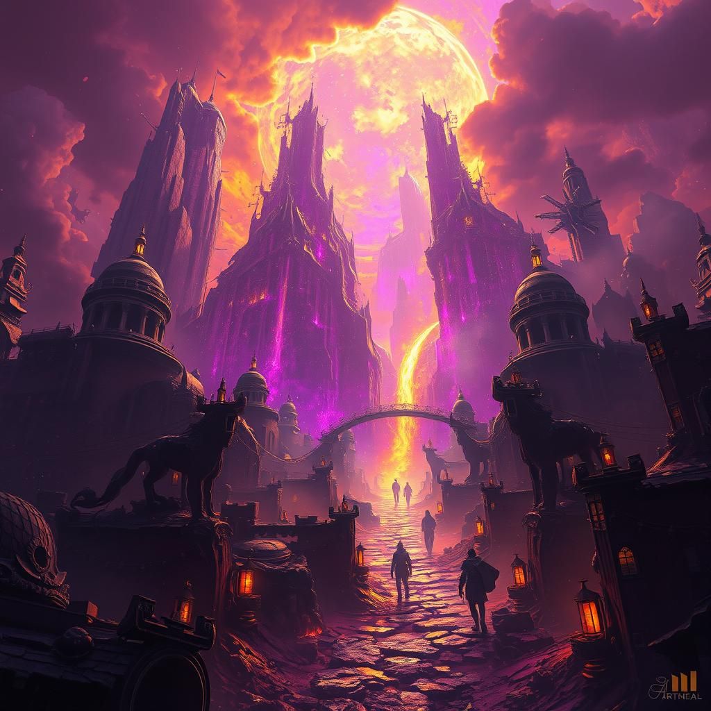 Dark Fantasy Art in Style of Alphonse Mucha