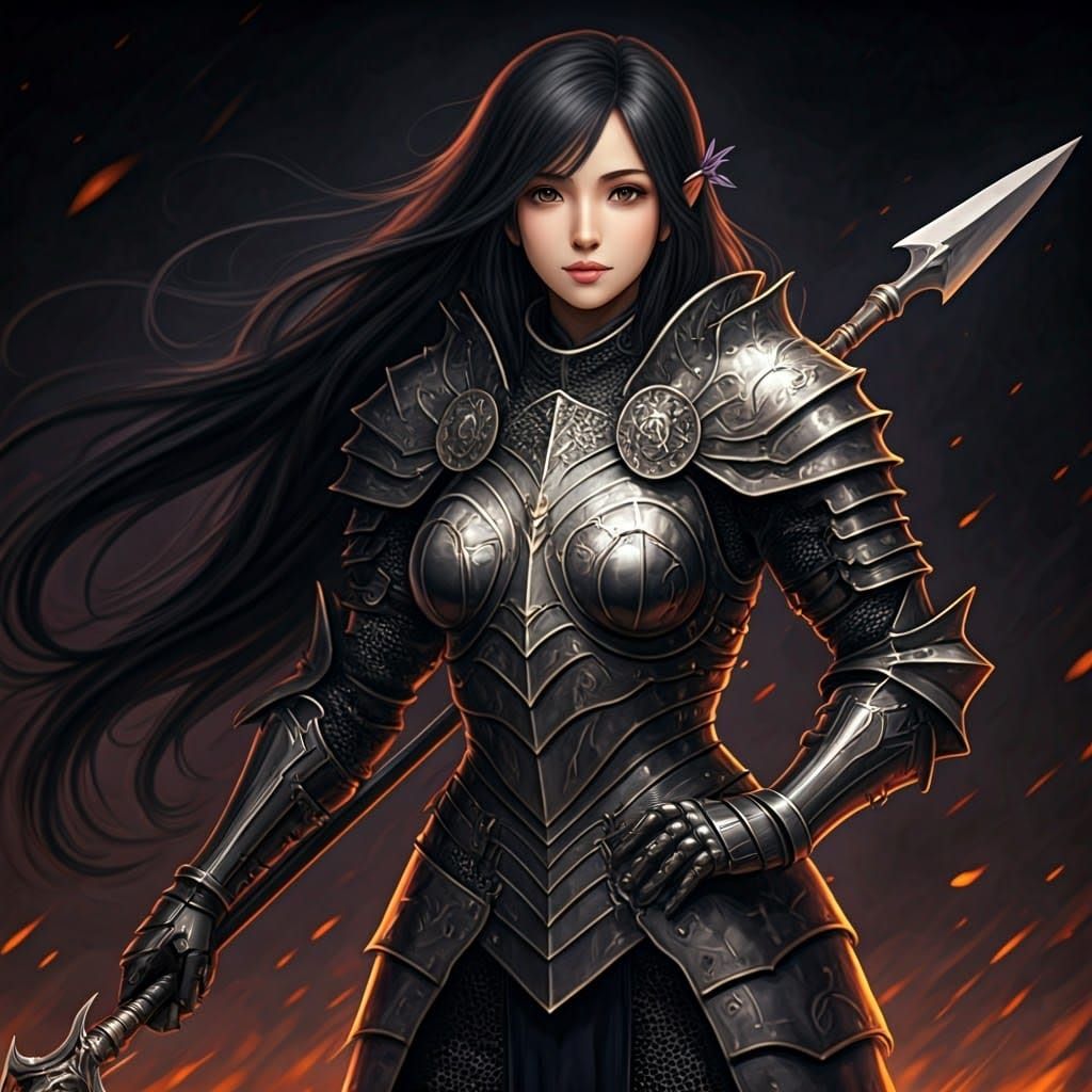 Serene Warrior Maiden in Majestic Fantasy Armor