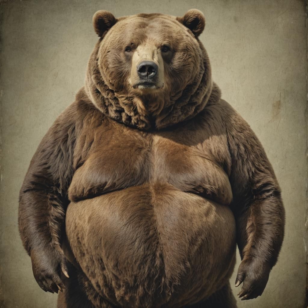 Anthropomorphic Obese Bear Portrait Photograph