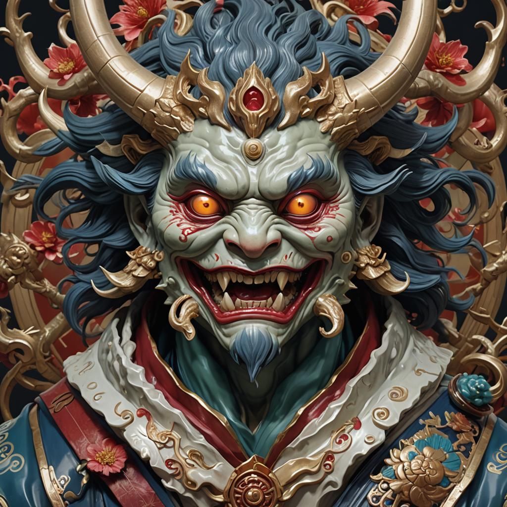 Demonic Porcelain Kappa Yokai Portrait