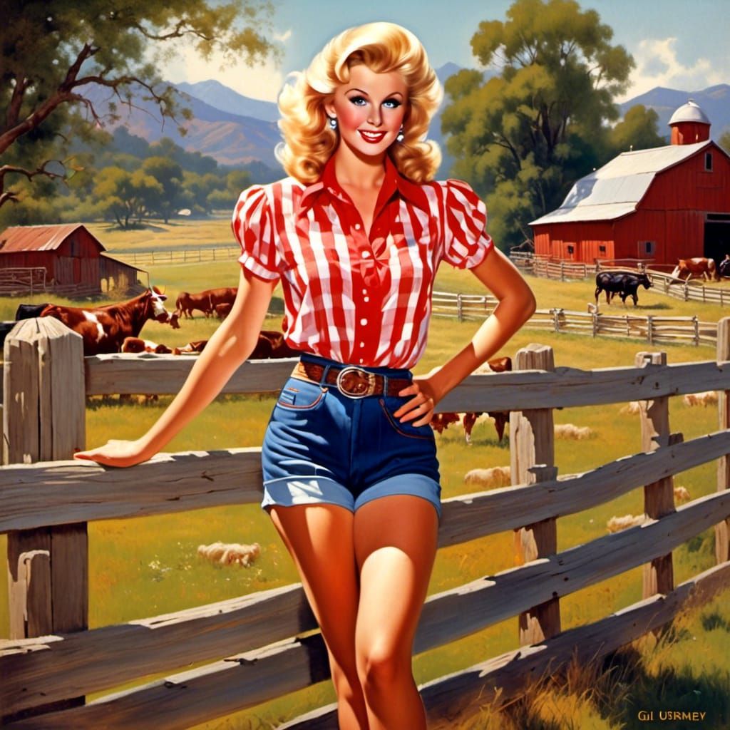 Vintage Pin-Up Portrait in Gil Elvgren Style