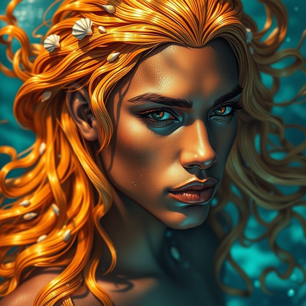 Ethereal Mermaid in Art Nouveau Style