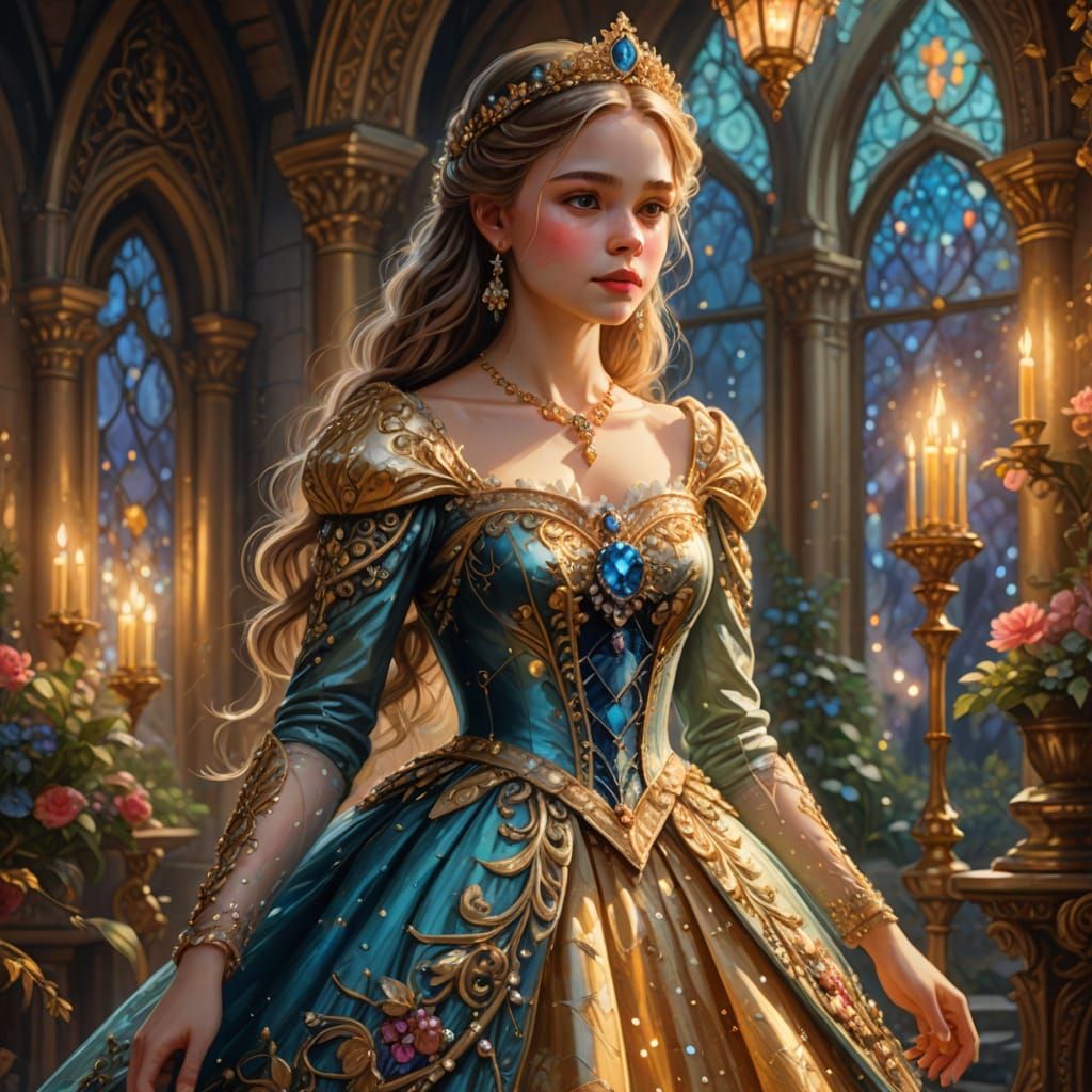 Whimsical Fairy Tale Princess in Lavish Attire
