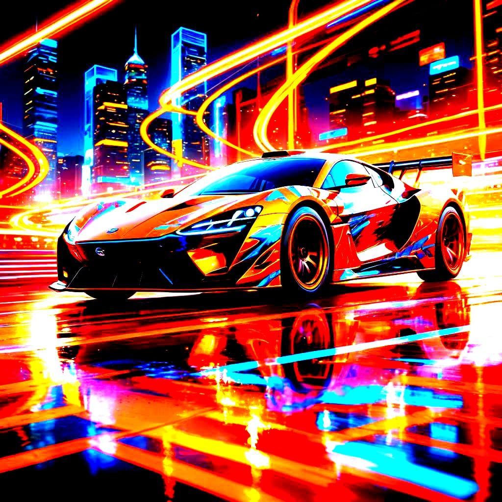 Hypercar Racing on Track: Detailed Matte Painting