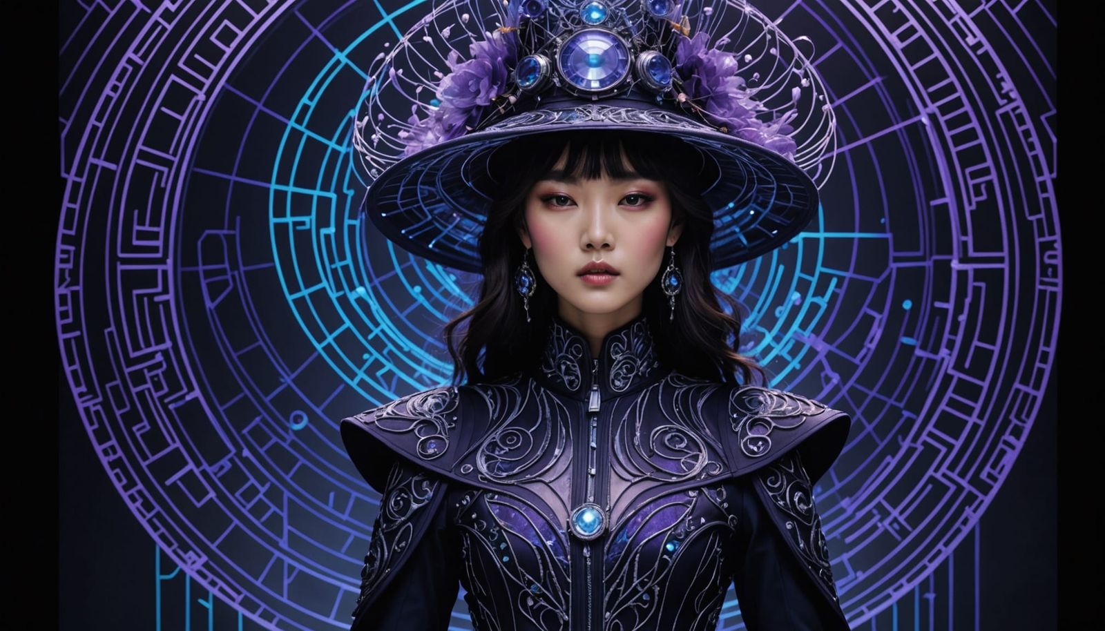 K-Pop Idol in Futuristic Haute Couture Hat