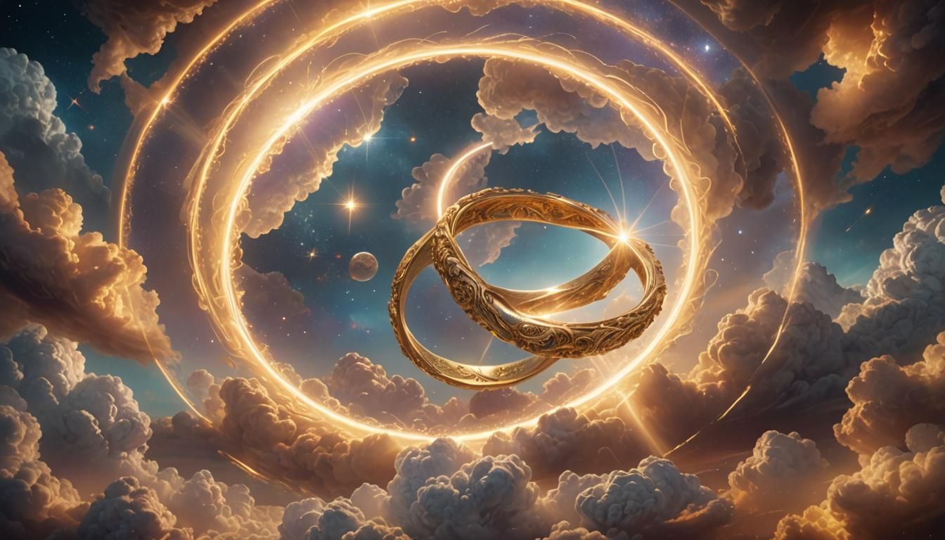 Golden Ring in Space: Astral Digital Painting