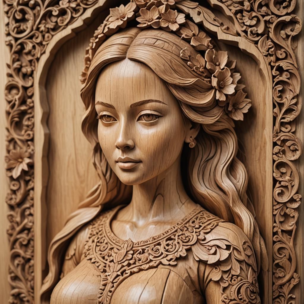 Elegant Wooden Figurine of a Woman
