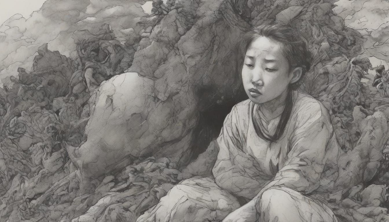 Chaotic Ink Drawing in Kim Jung Gi Style