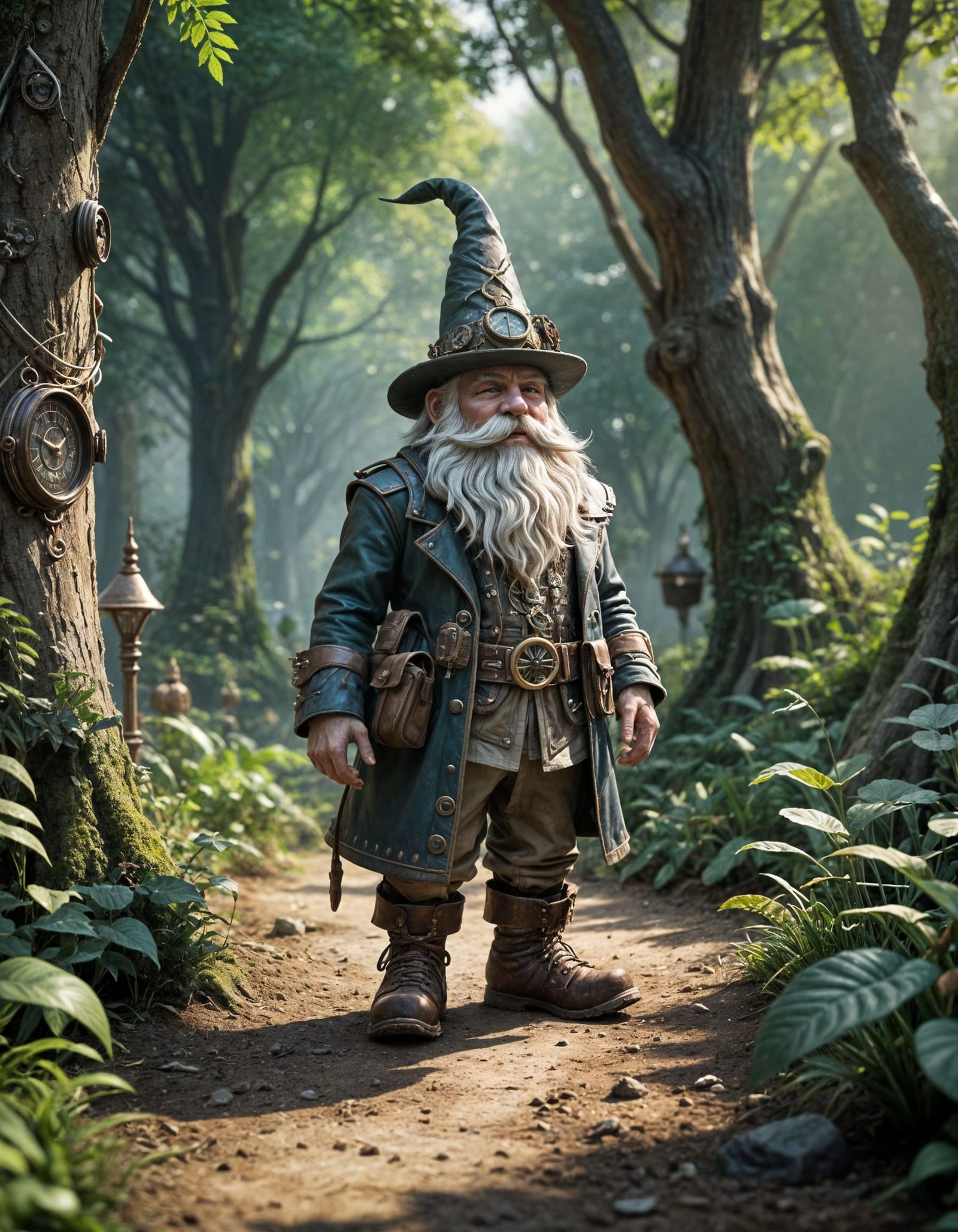 Whimsical Gnome Wizard in Verdant Forest