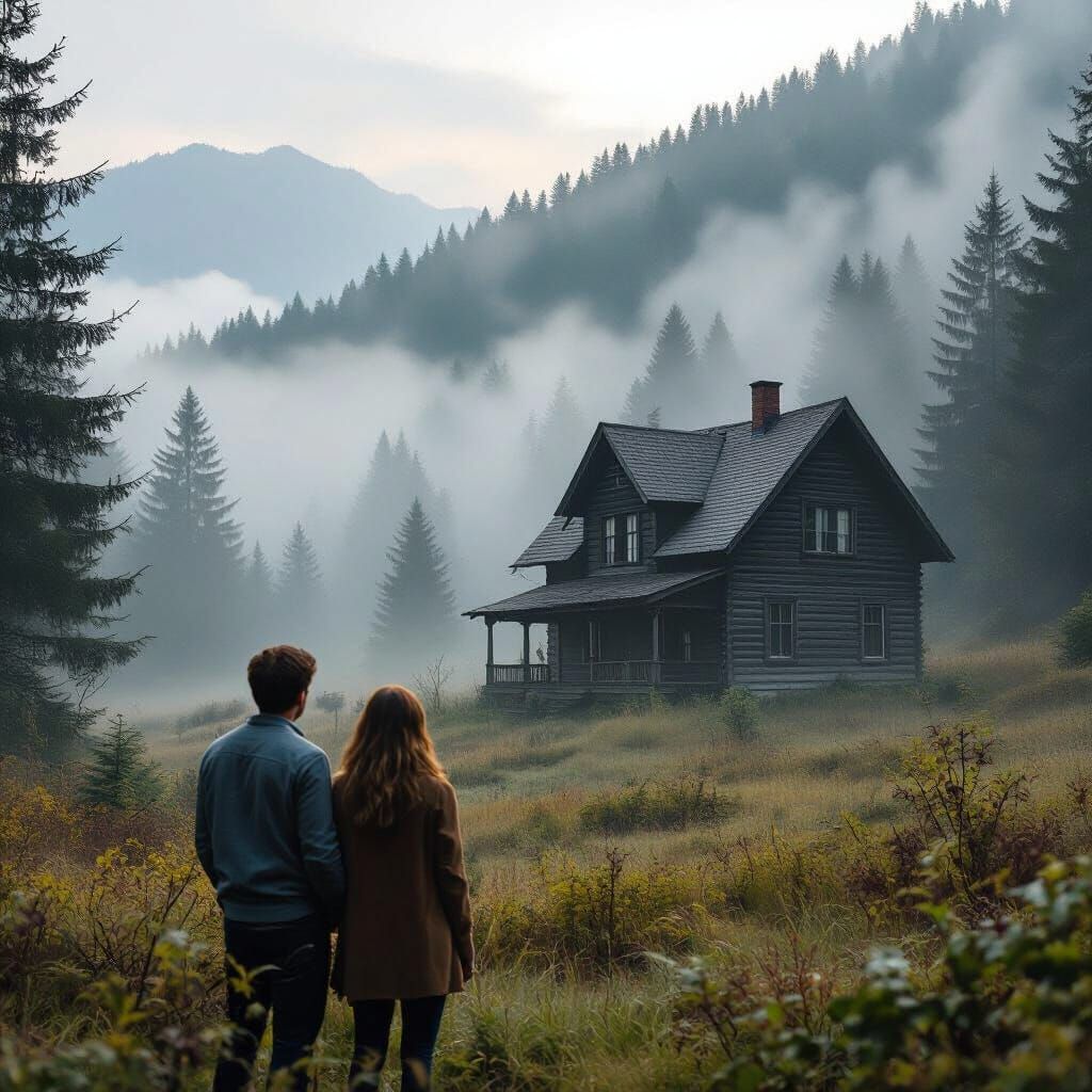Mysterious 1930s House in Foggy Mountain Forest