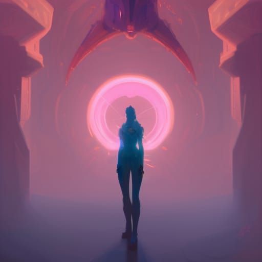 Girl in Bioluminescent Futuristic World: Digital Art