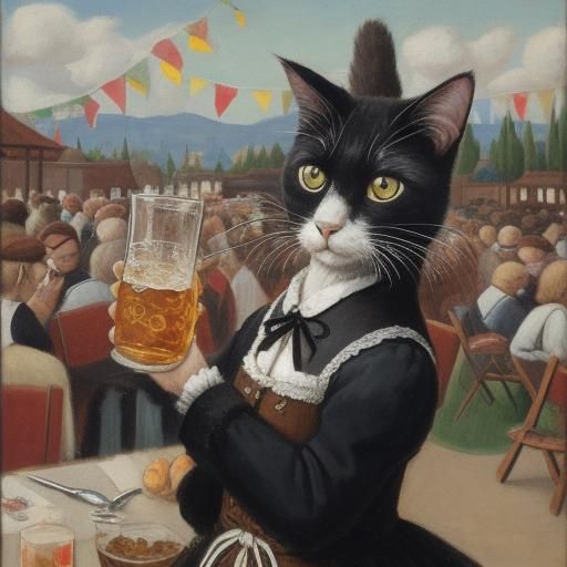 Cat at Oktoberfest in Abstract Style