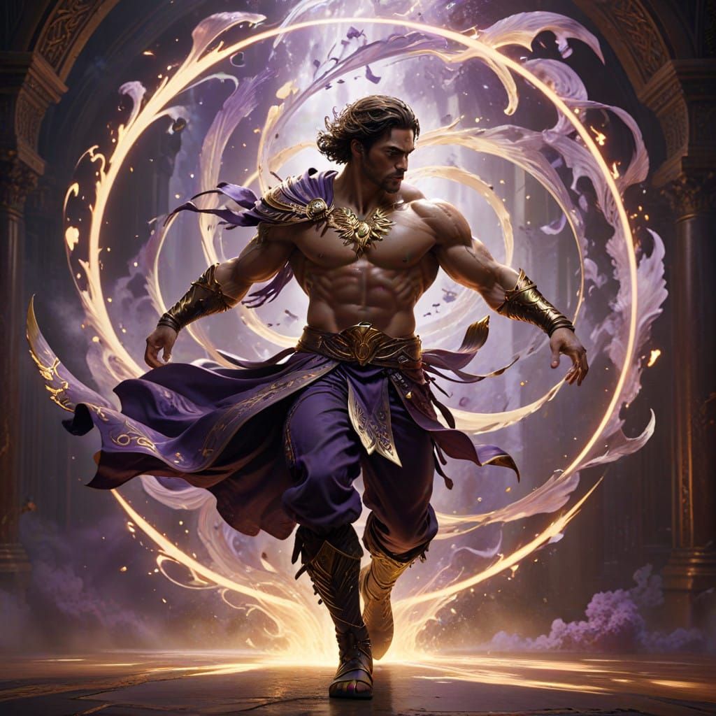 Dark Fantasy Capoeira Warrior in Mid-Air