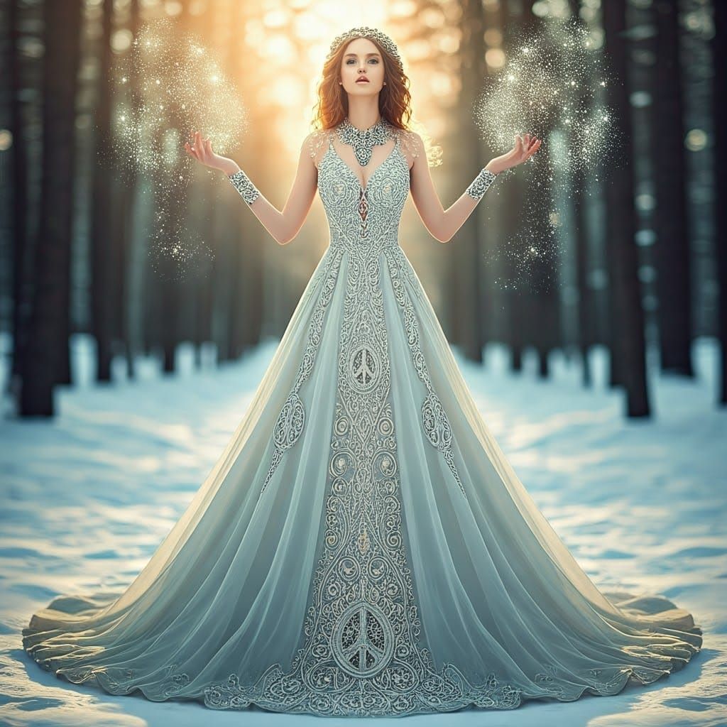 Ethereal Goddess in Winter Wonderland