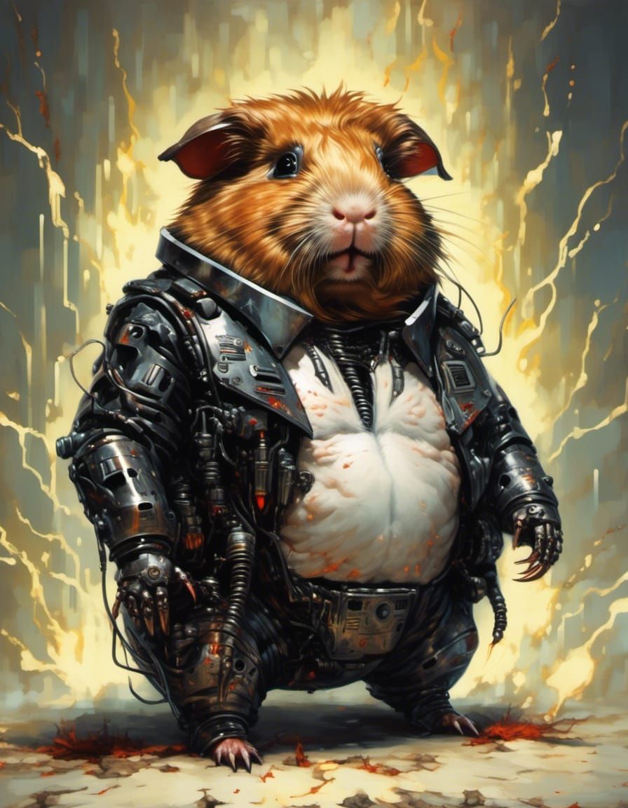Glowing Portrait: "Terminator Obese Guinea Pig": <lora:BearZarre:1.0>