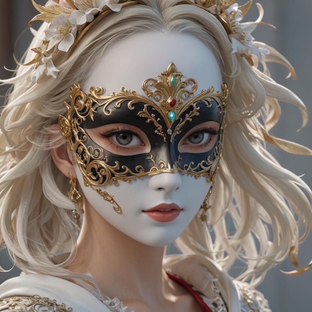 Detailed 3D Anime Venetian Mask Art