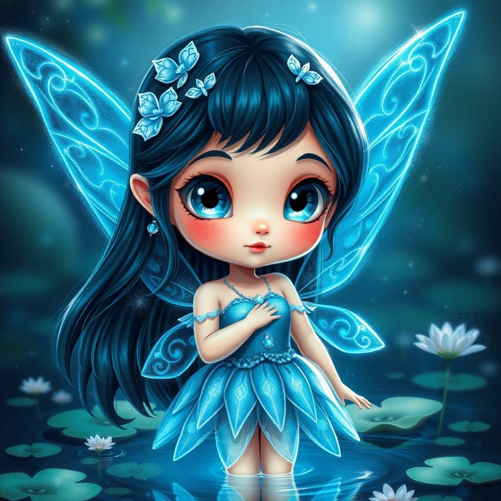 Chibi Silvermist Fairy with Lily Pad Lake