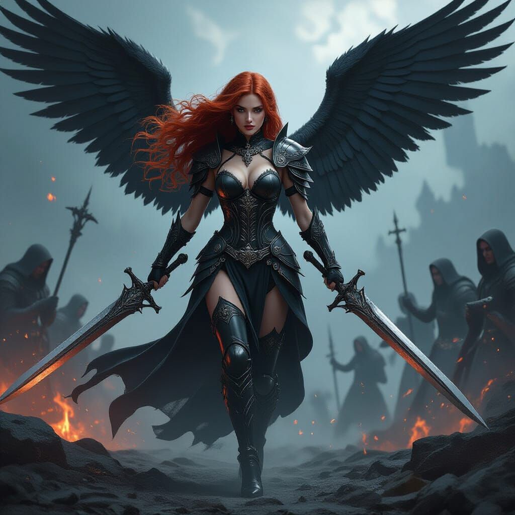 Goddess Charging into Battle in Apocalyptic Style