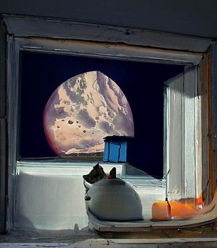 House on the Moon with Cat