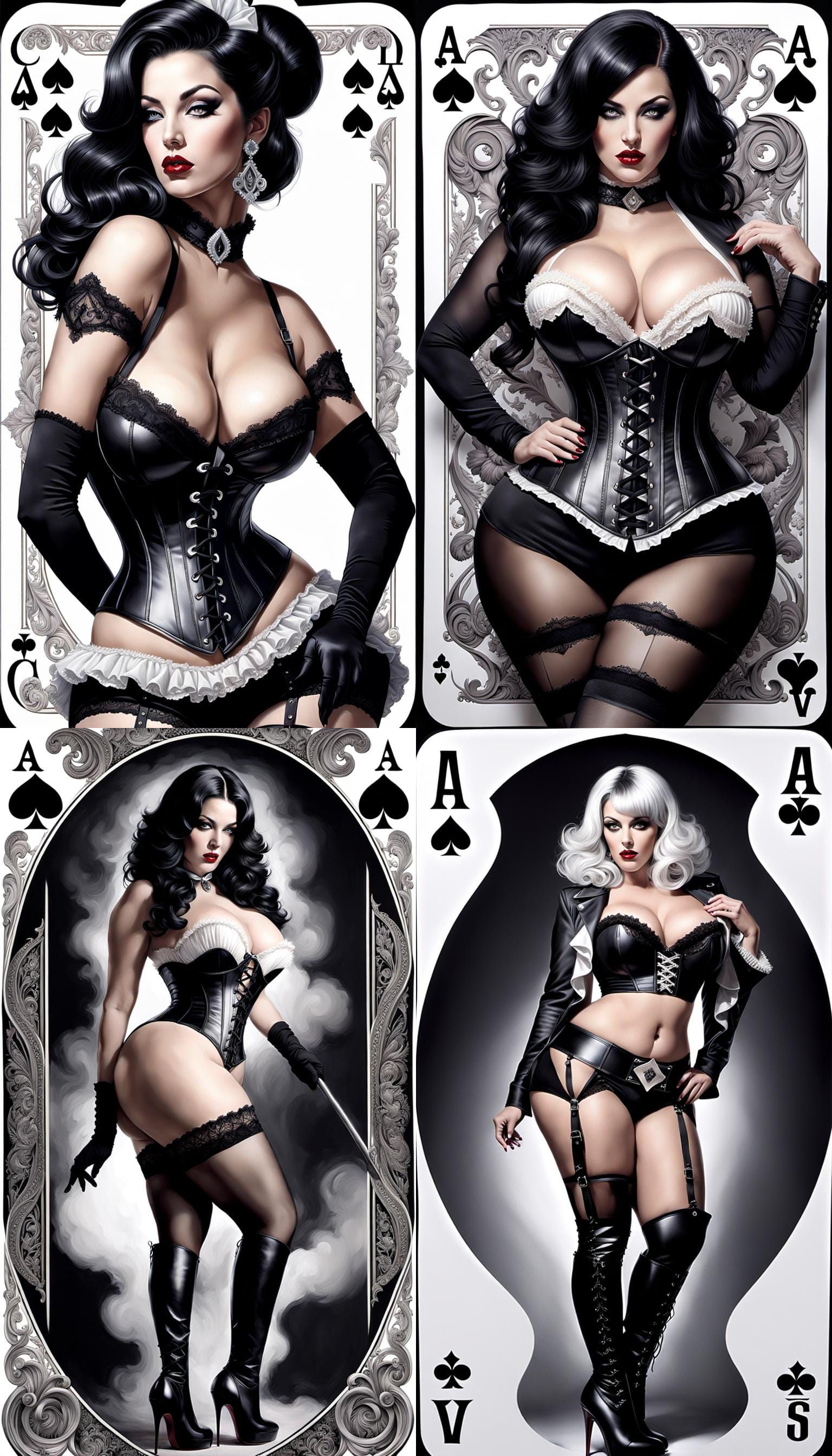Ace of Spades Card with Curvy Pinup Woman
