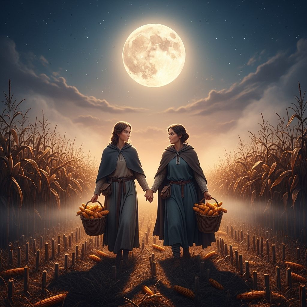 Moonlit Stroll Through Harvested Cornfield: Matte Painting