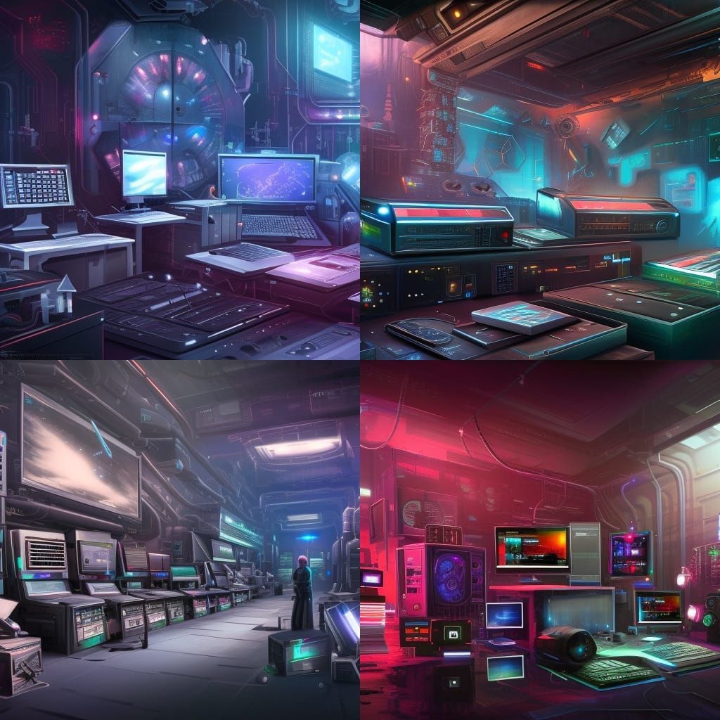 Wall of Electronic Equipment in Detailed Matte Painting