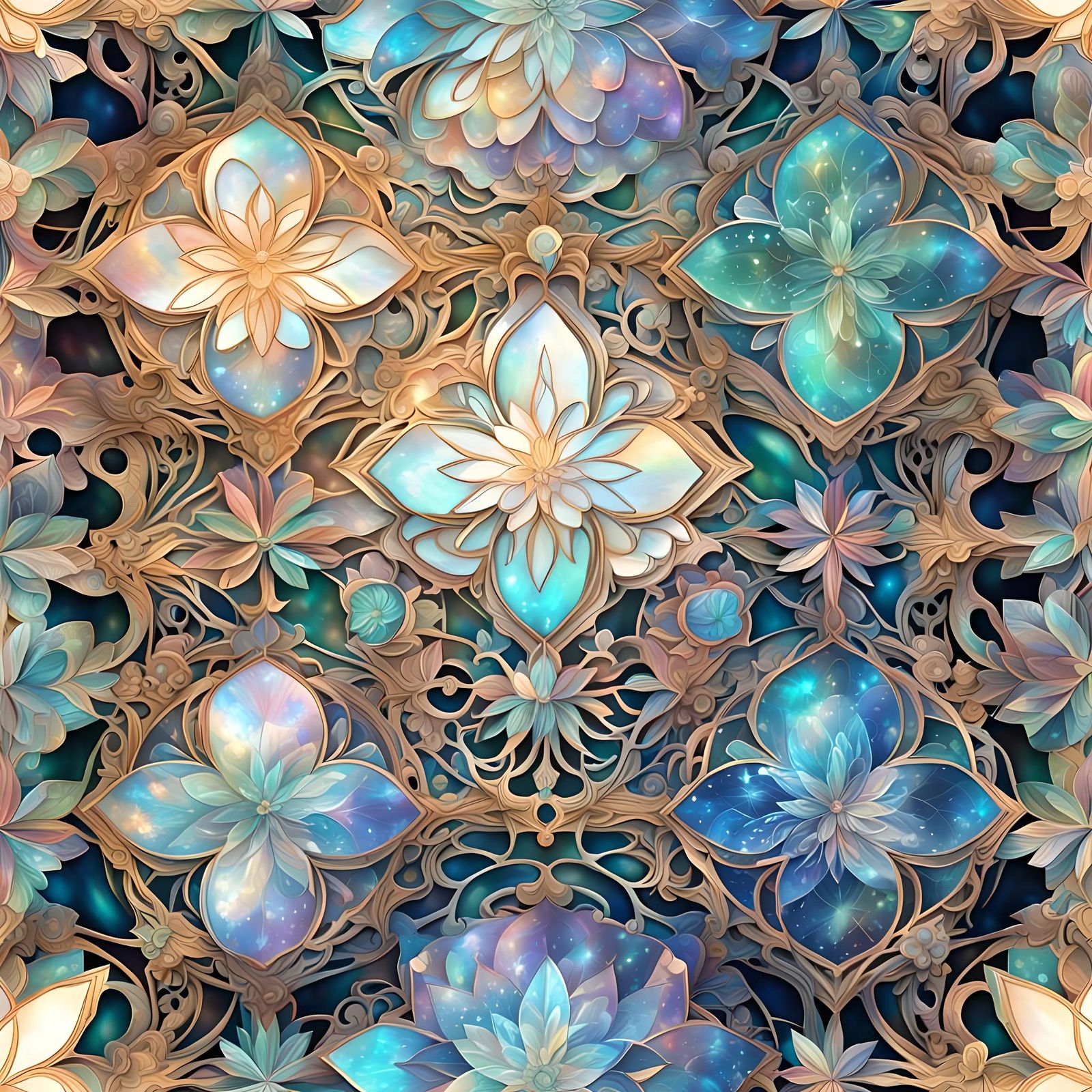 Elegant Seamless Pattern in Mother-of-Pearl Style
