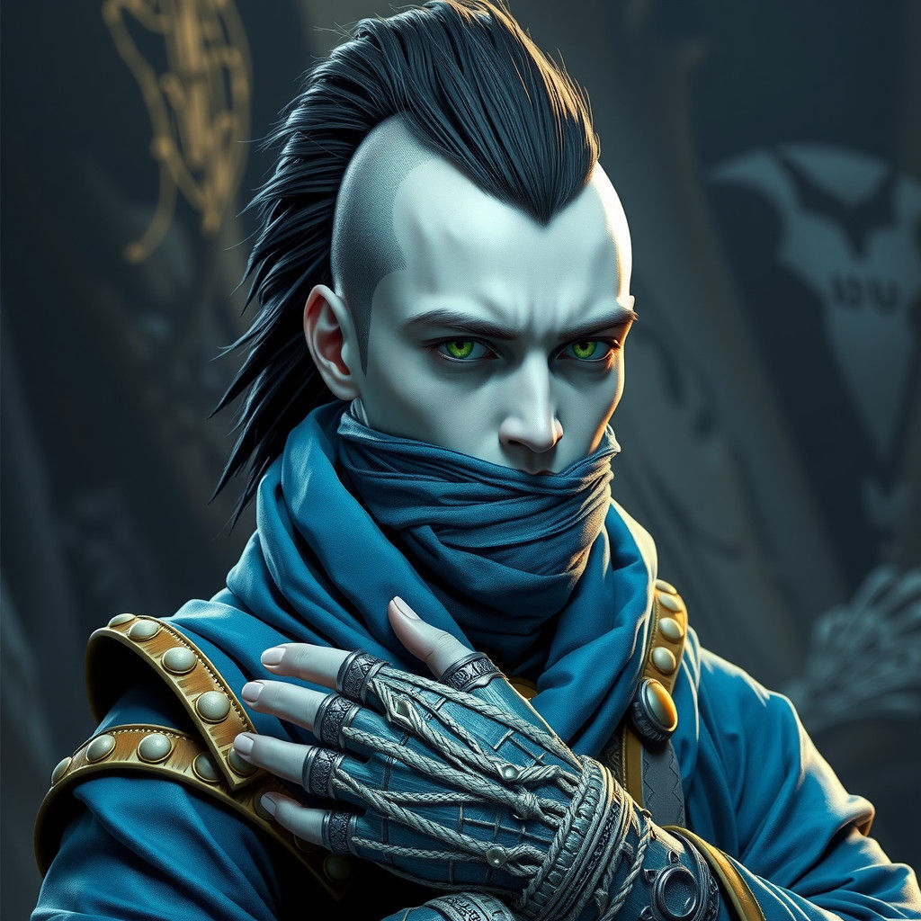 Cyberpunk Wizard with Mohawk in Digital Matte Painting