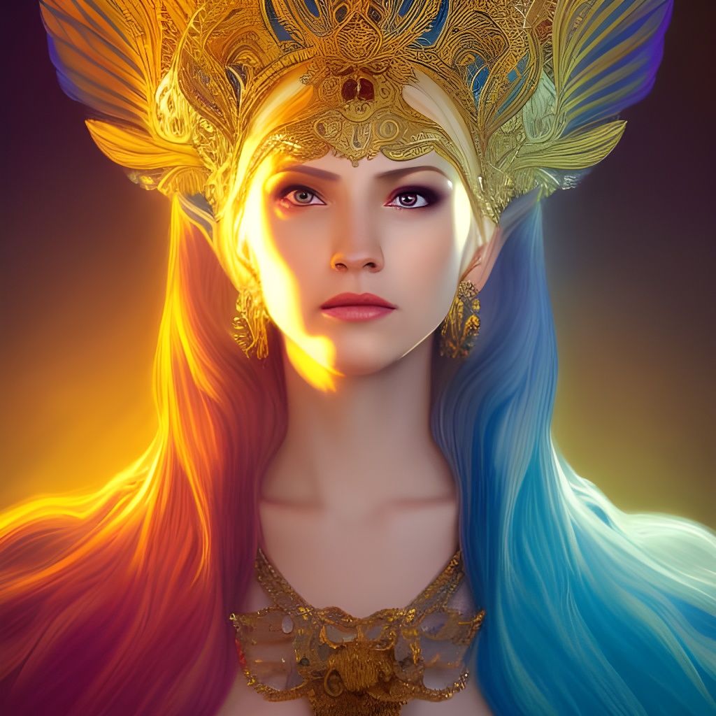 Phoenix Queen in Gold Filigree Armor