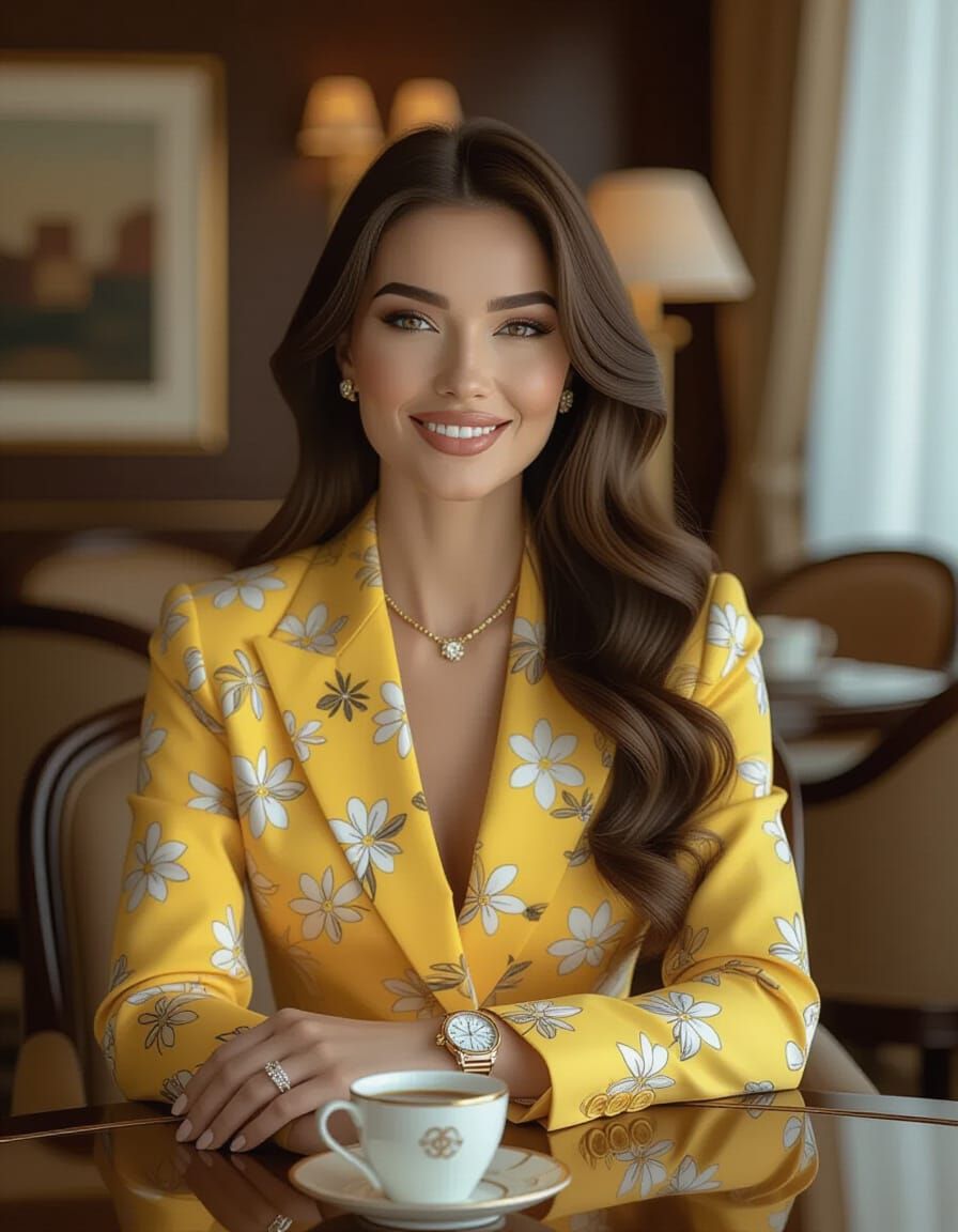 Businesswoman in Luxury Meeting Room, Hyper-Realistic Photo