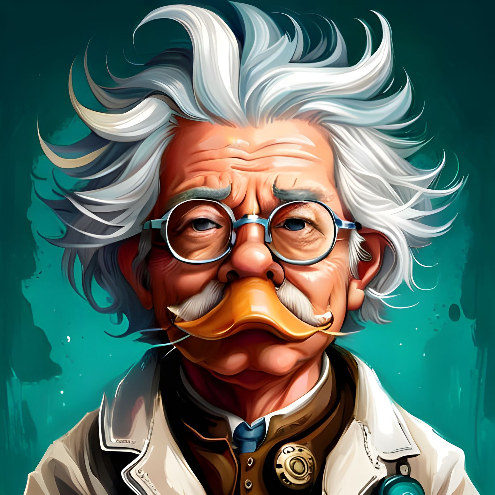 Duck Mad Scientist Portrait in Detailed Digital Art