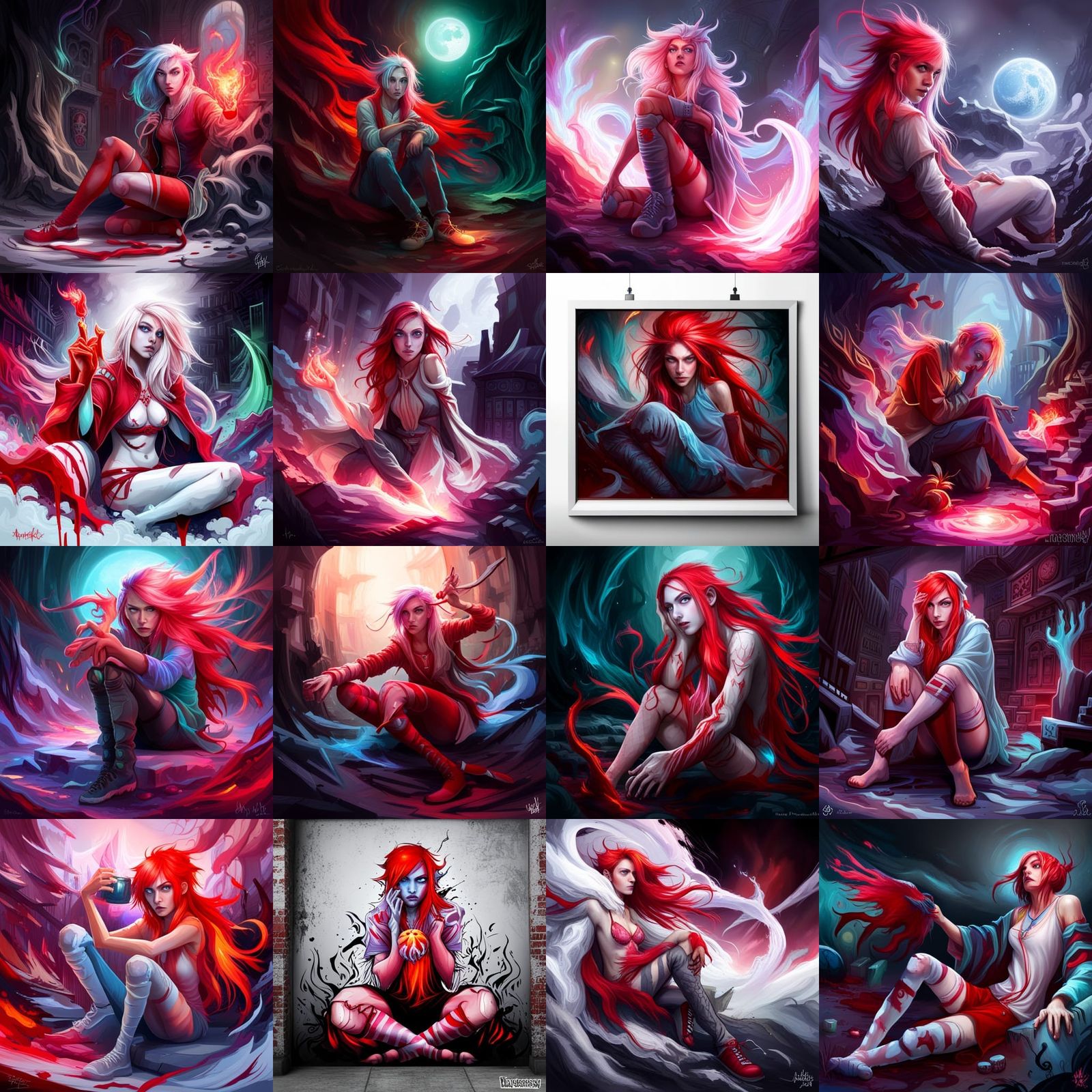 Astral Elf Necromancer in Graffiti Art Style