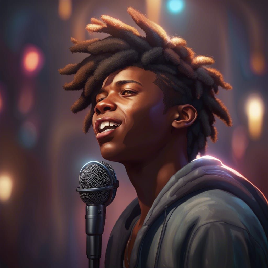 Black Teen Singer Portrait in Artstation Style