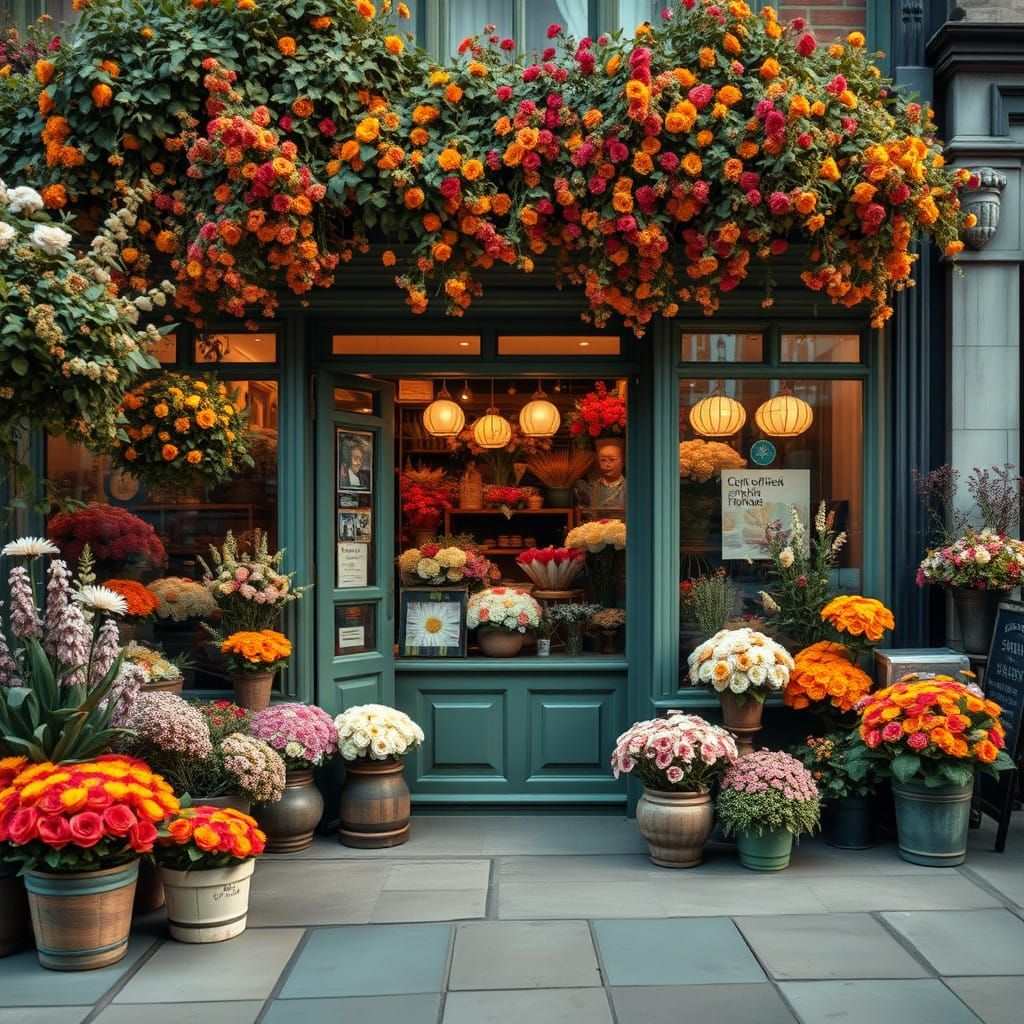 Vibrant London Flower Shop in Dreamy, Hyper-Realistic Style