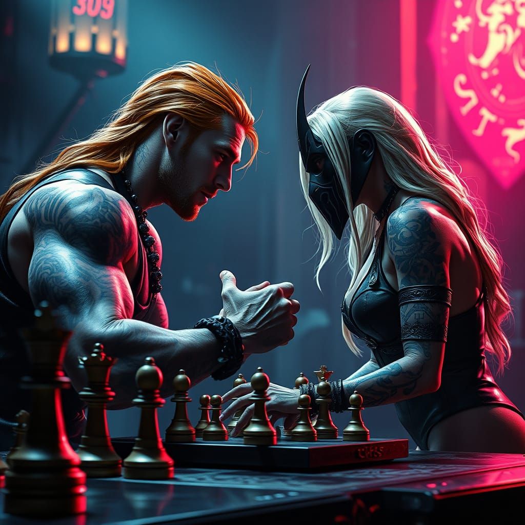 Chess Match in Dark Fantasy Style