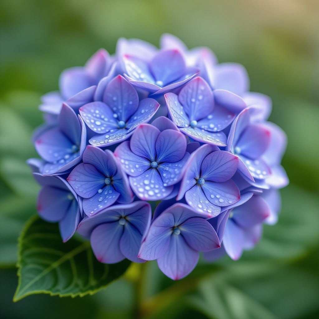 Vibrant Blue and Purple Hydrangeas in Macro Bloom