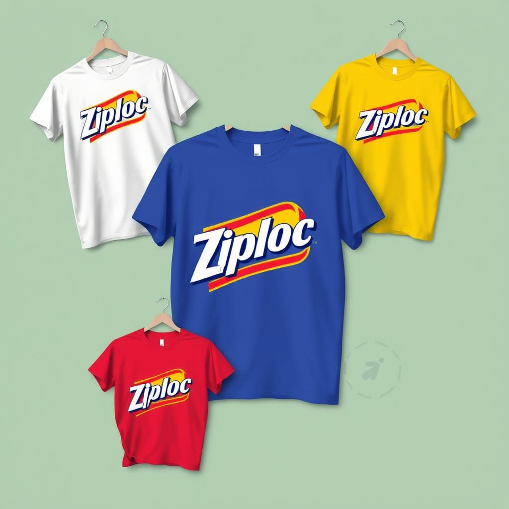 Ziploc Logo T-Shirts: 80s Inspired Merchandise Mockups