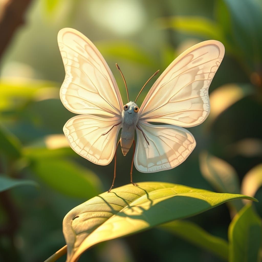 Whimsical White Moth in Enchanted Forest