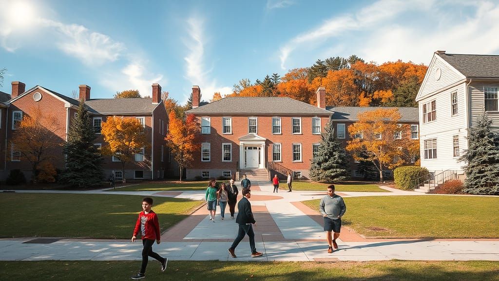 Bucolic New England Campus in Autumn Elegance