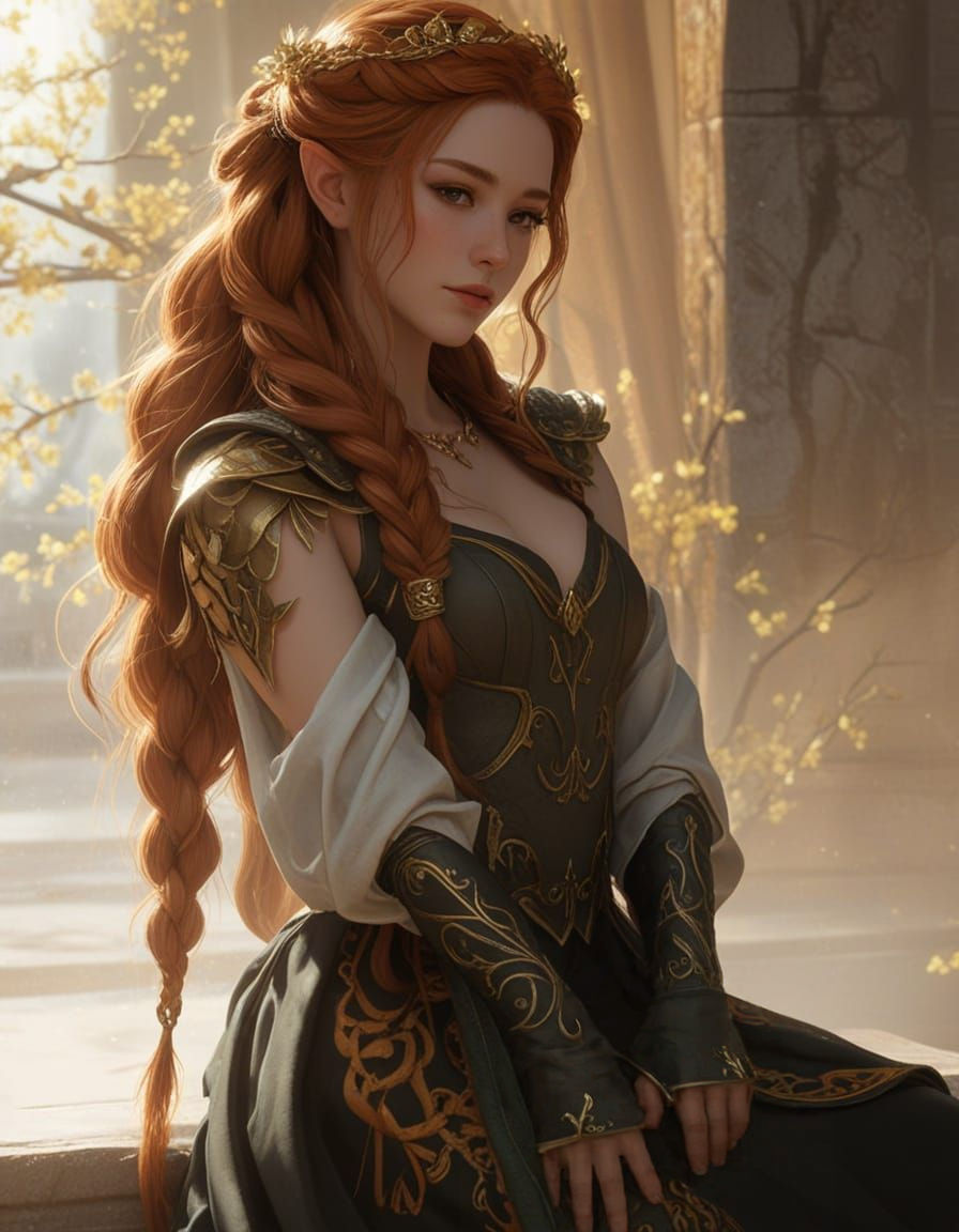 Elegant Elven Noblewoman in Genshin Impact Style