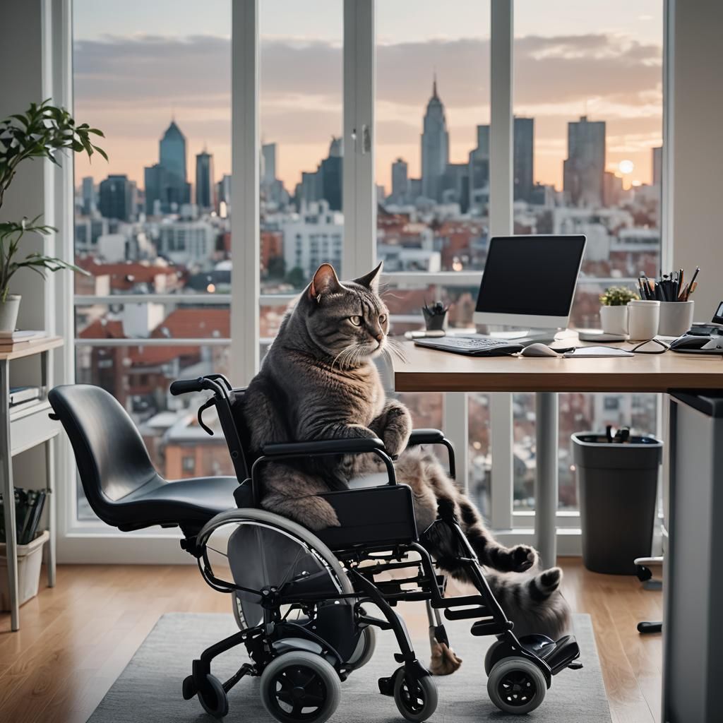 Modern Home Office with City View, Professional Photography