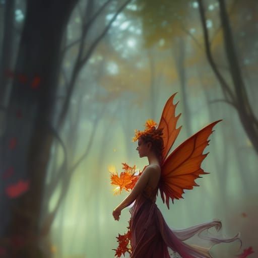 Enchanting Autumn Fairy Portrait in Hyperdetailed Style