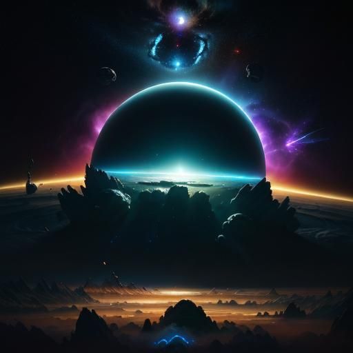 Cosmic Concept Art: Planet Consuming Planet in Space