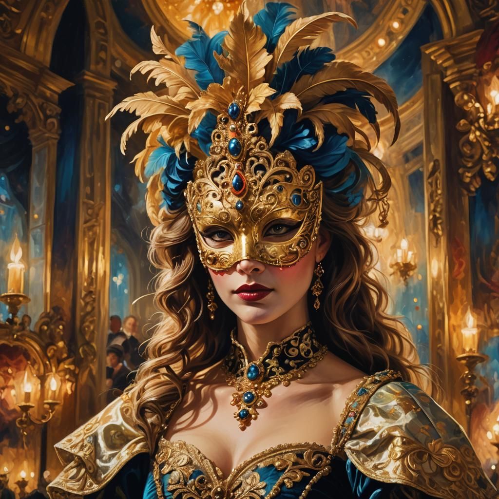 Baroque Masquerade Ball: Ornate Mask in Moonlight