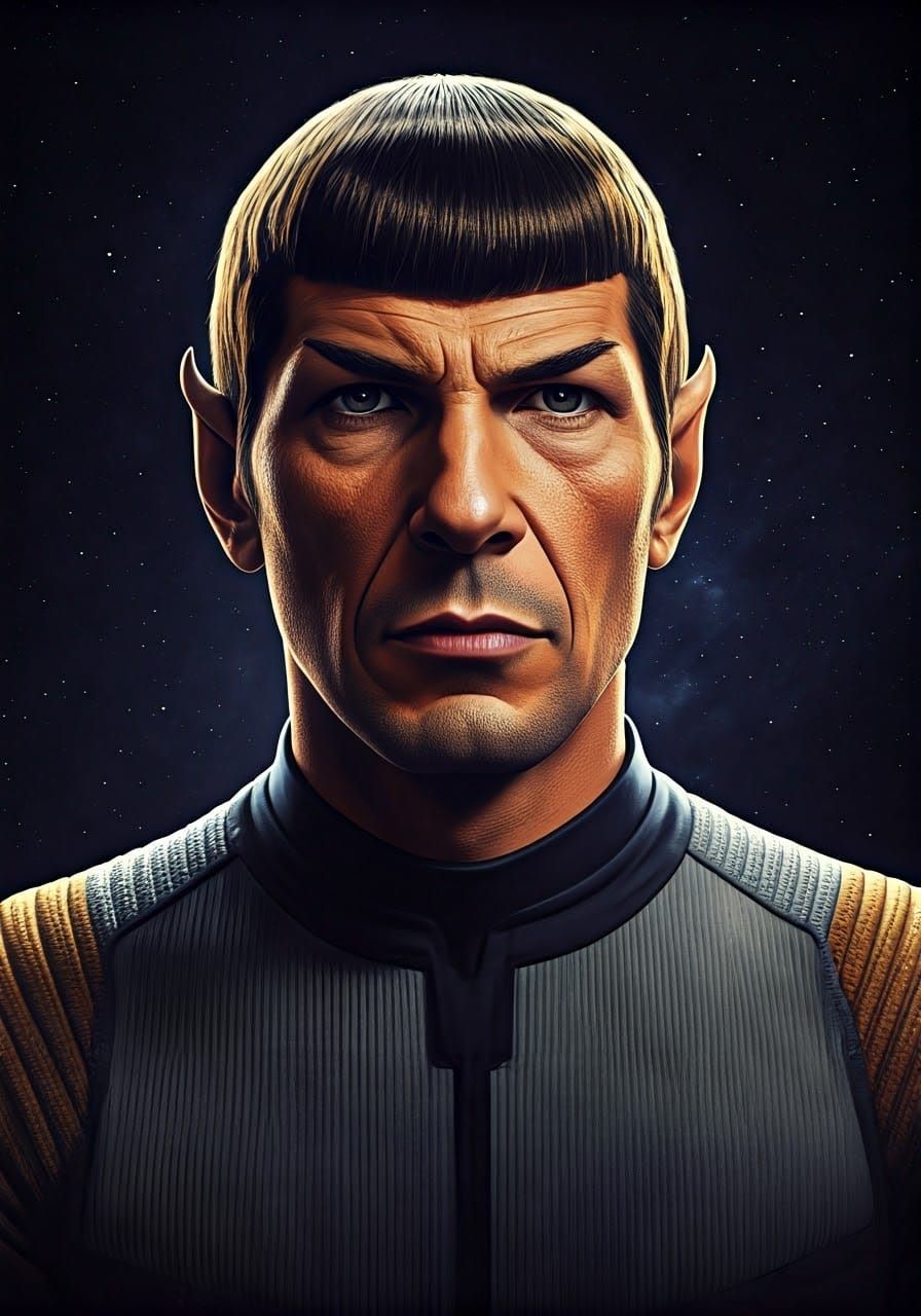 Surreal Starfleet Tribute to Mr. Spock in Cosmic Space
