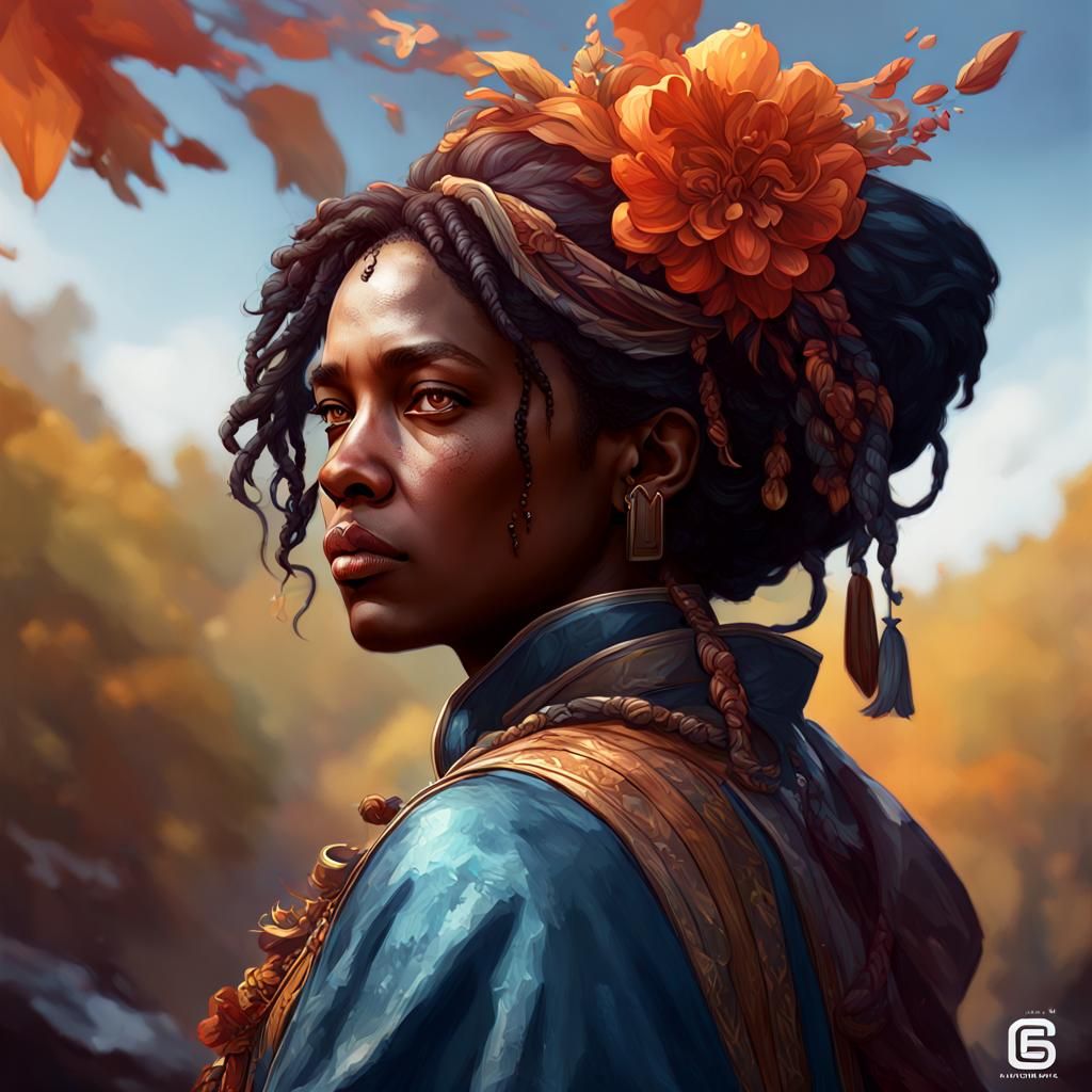 Detailed Portrait in Art Nouveau Style