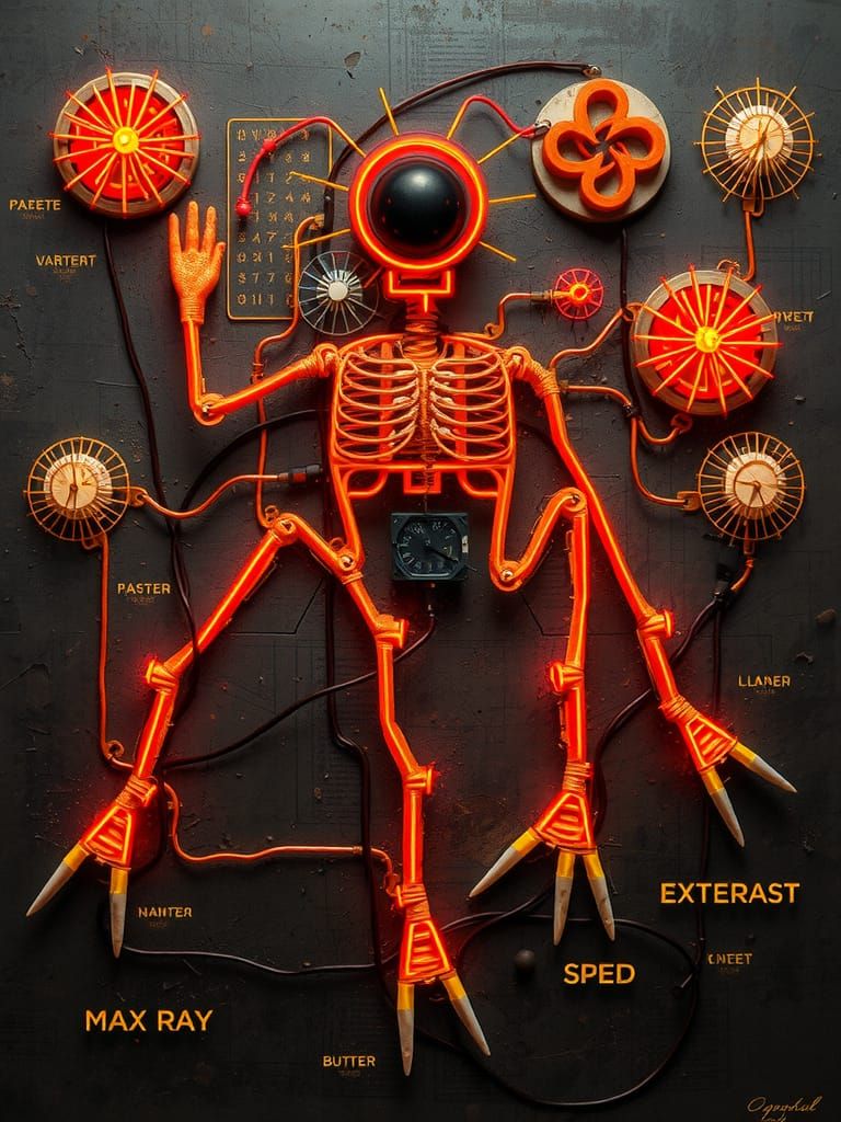 Neon Circuit Reproductive System in Dada Style