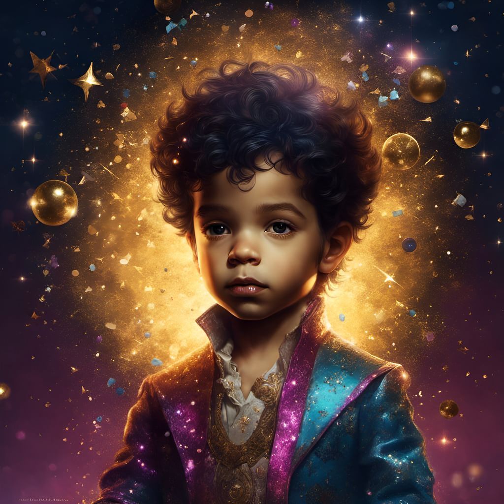 Toddler Artist Portrait in Digital Illustration Style